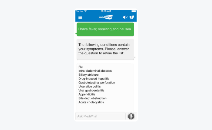 medwhat ai chatbot window view