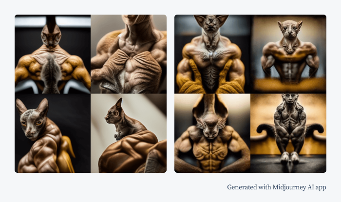 cats on gym midjourney