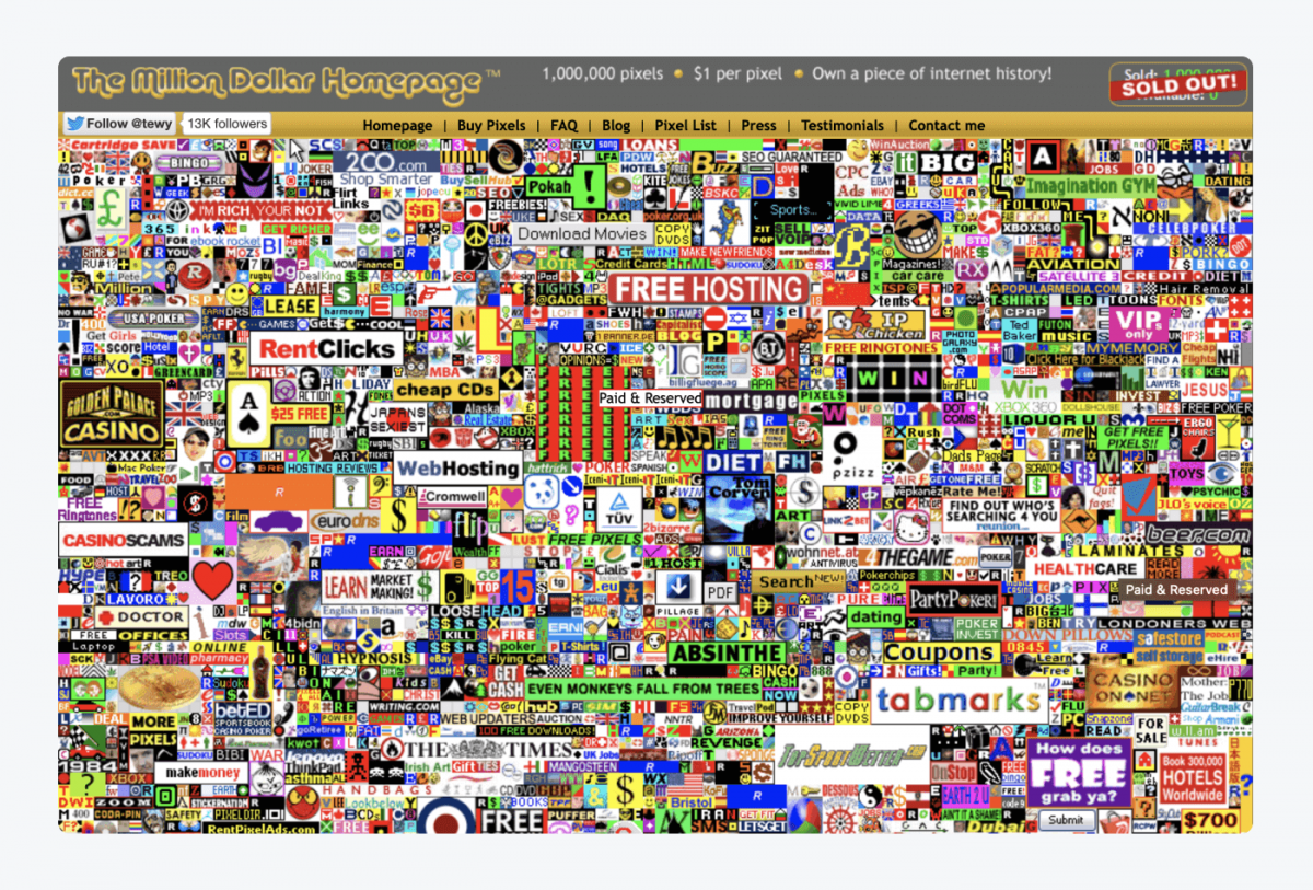 Million dollar homepage