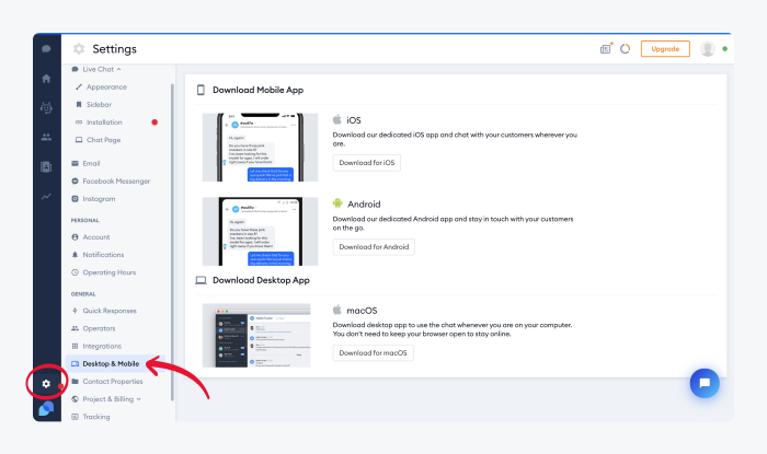 Download desktop and mobile apps
