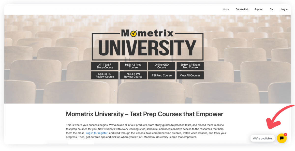 Mometrix University homepage