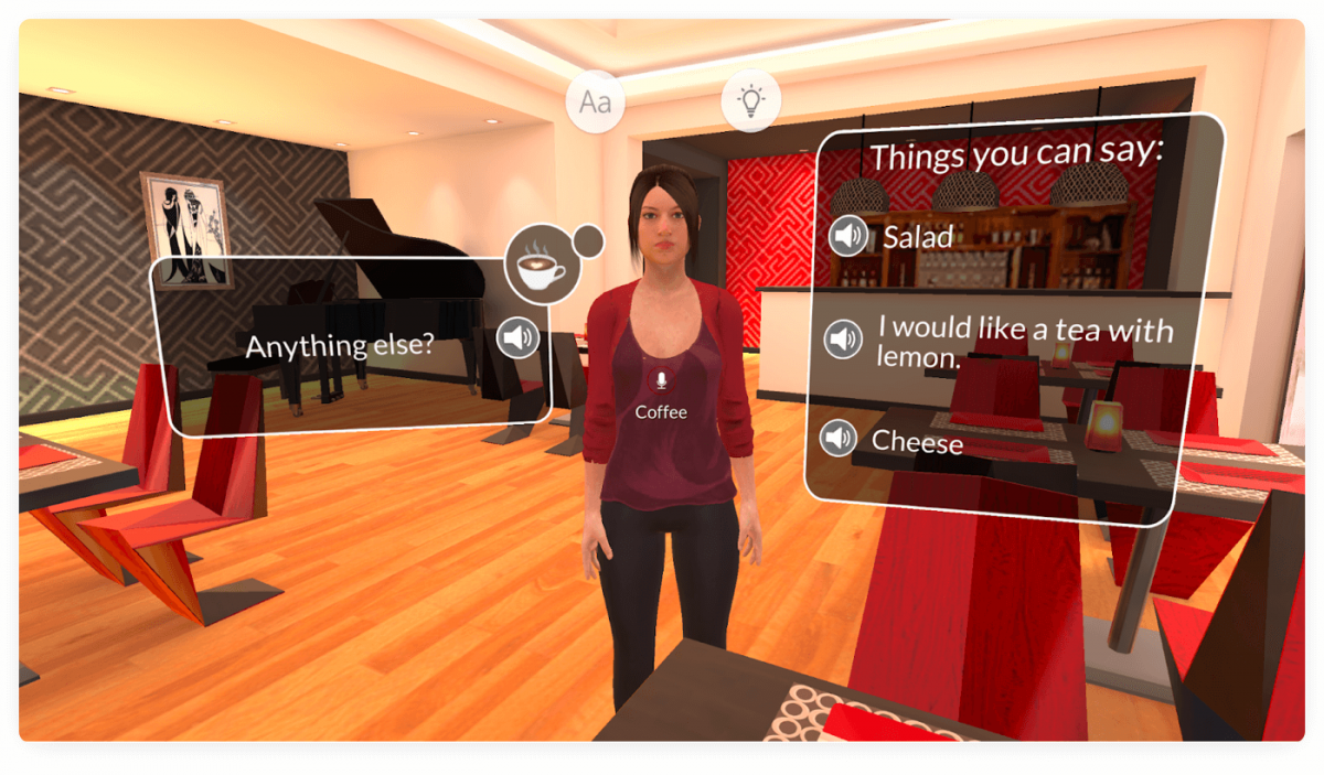 ejemplo de chatbot mondly Conversación con un chatbot en 3D