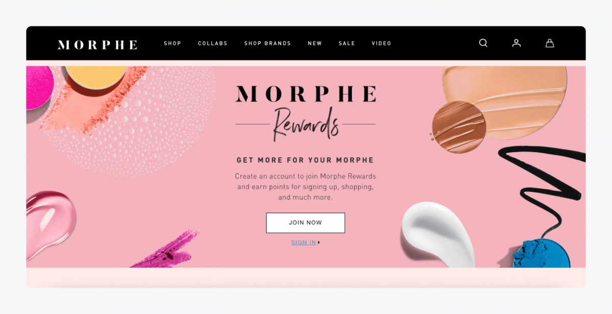 Morphe's rewards page