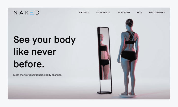 naked labs ejemplo tienda shopify Página de inicio de Naked Body Scanner