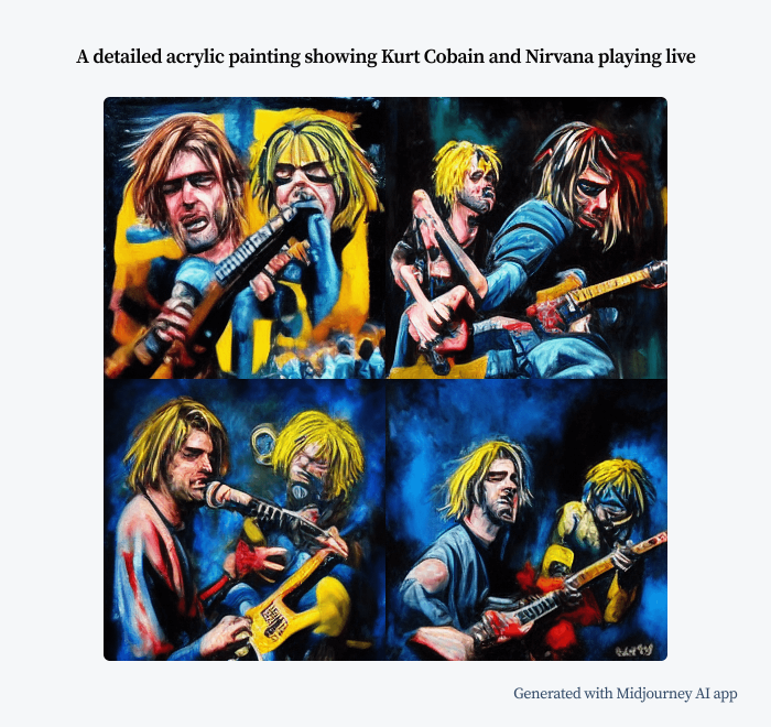 kurt cobain and nirvana playing live ai generated