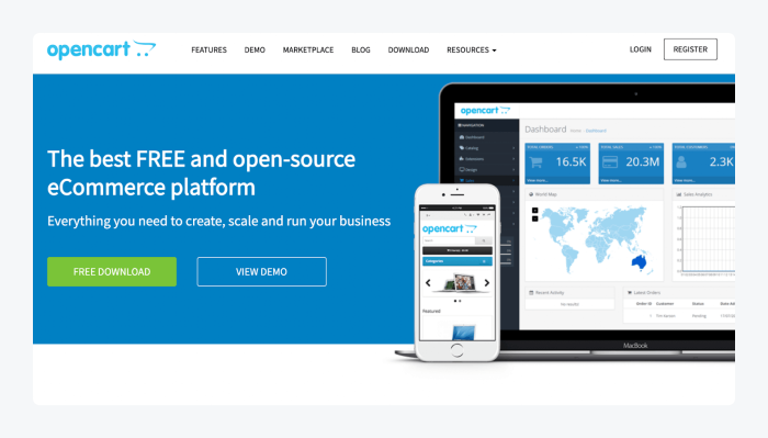 opencart landing page image