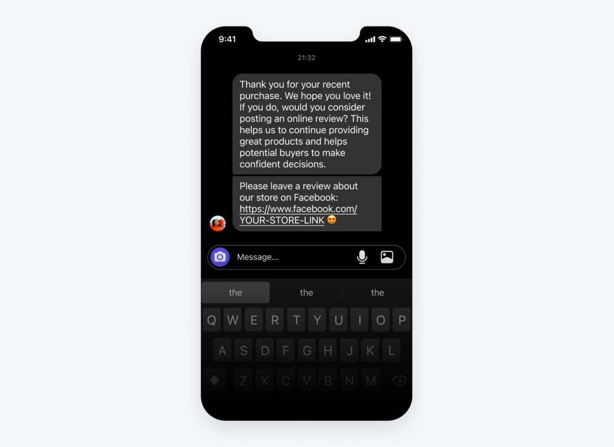 Instagram chatbot de reseñas Chatbot para pedir opinión - vista del usuario