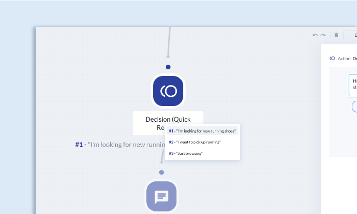 Tidio chatbots options to trigger it.