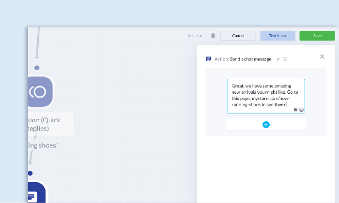 Tidio chatbots specify the message