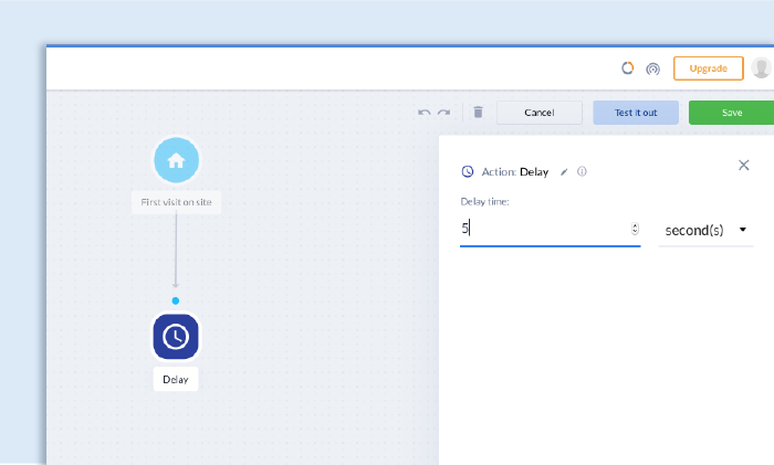 Tidio chatbots 5 sec delay