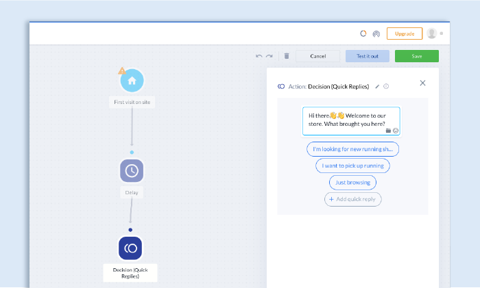 Tidio chatbots quick replies