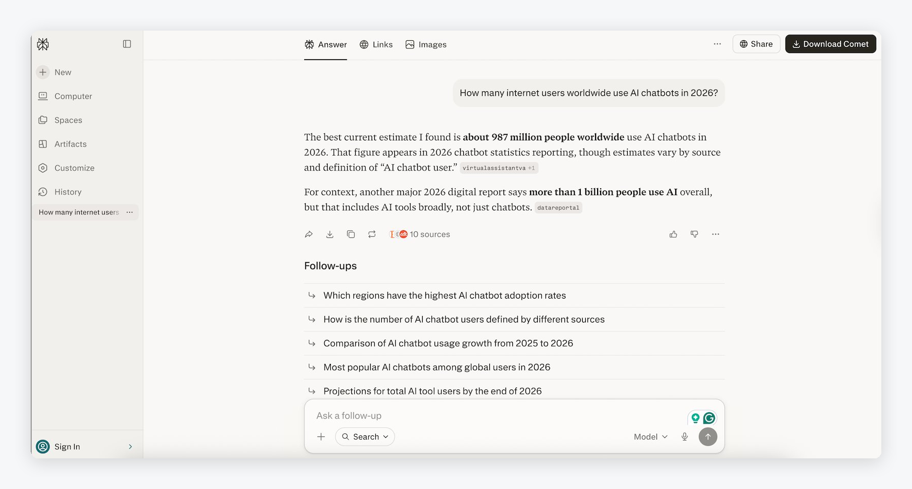 Perplexity AI chatbot
