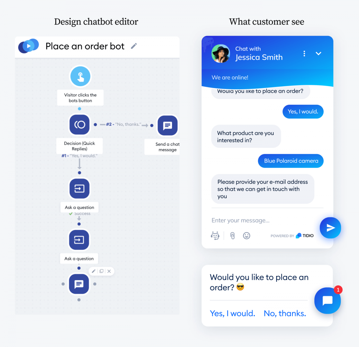 Place an order chatbot template