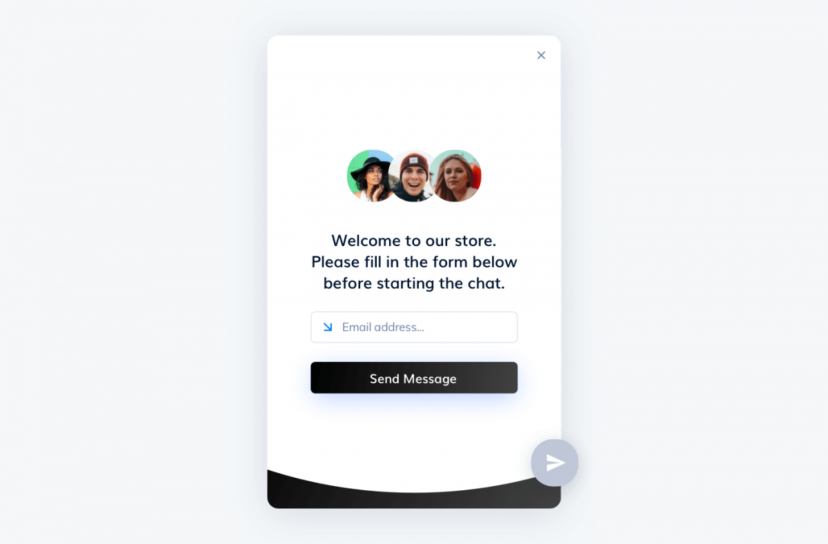 Pre-chat survey example