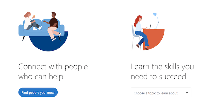 The homepage of LinkedIn as an example of progressive disclosure