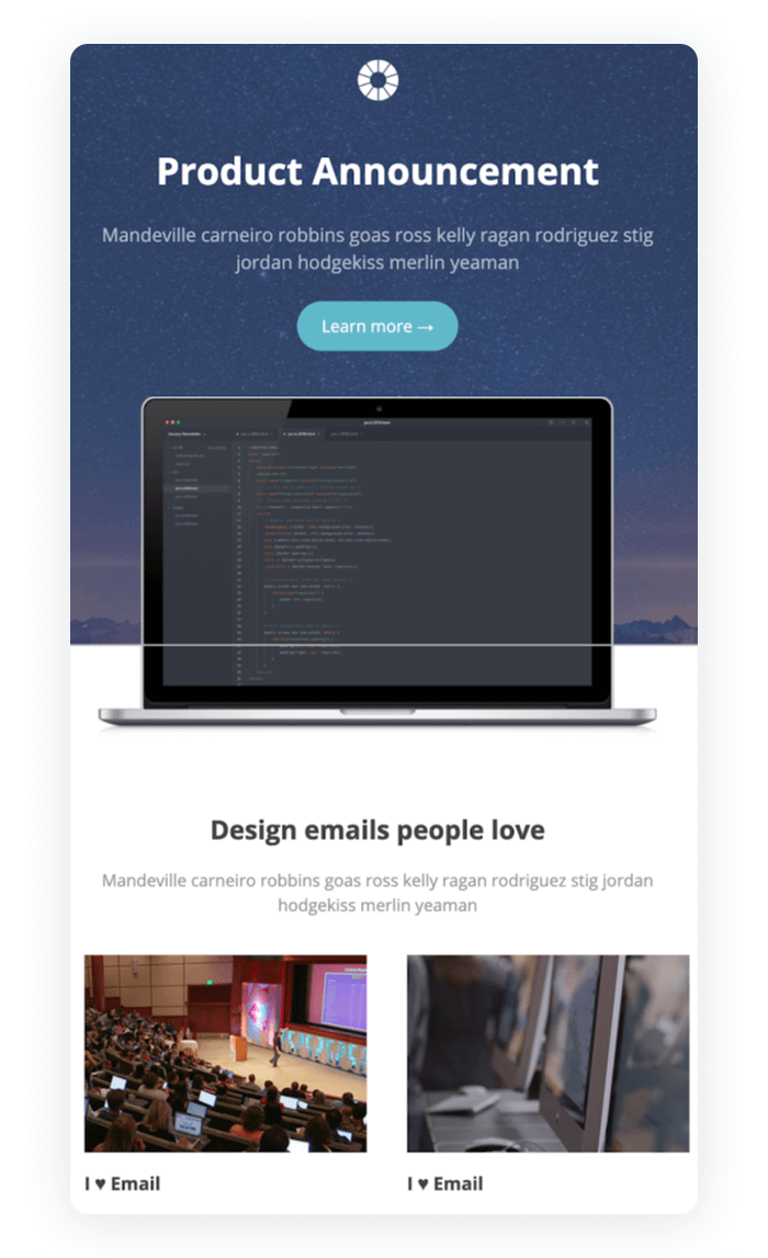 Email newsletter example - Product Announcement