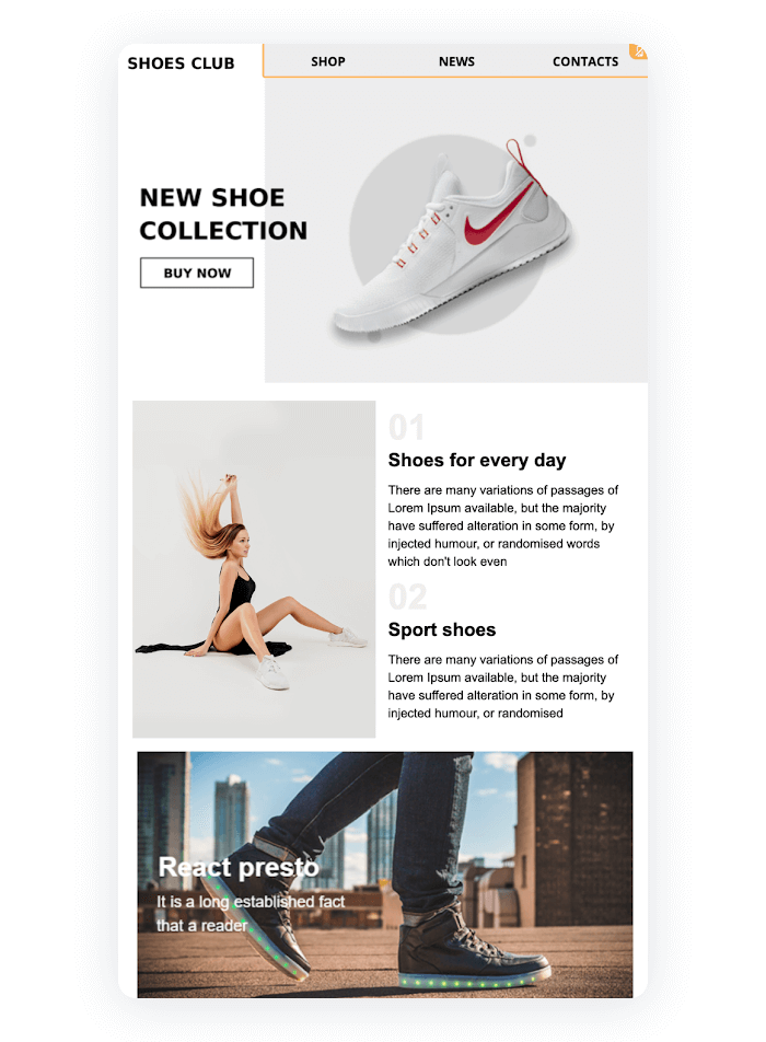 Email newsletter example - New Shoe Collection