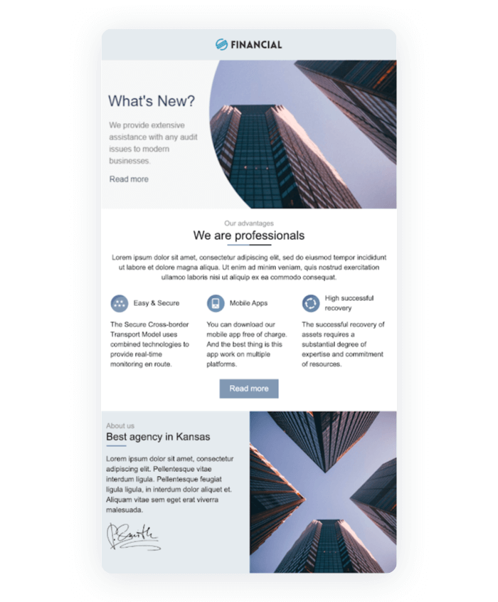 Email newsletter example - Financial