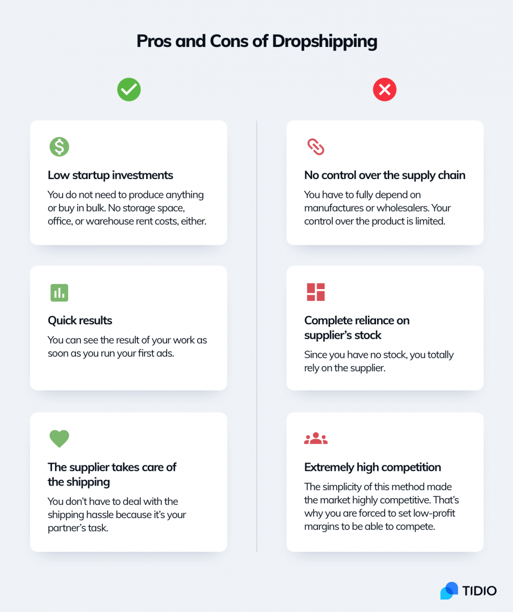 The pros and cons of dropshipping infographic