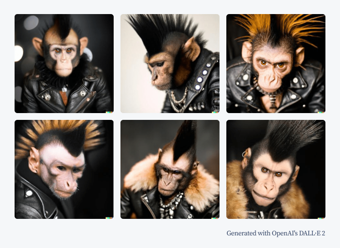 punk rock monkey wearing a leather jacket, spiked collar, and mohawk image punk rock monkey wearing a leather jacket, spiked collar, and mohawk image