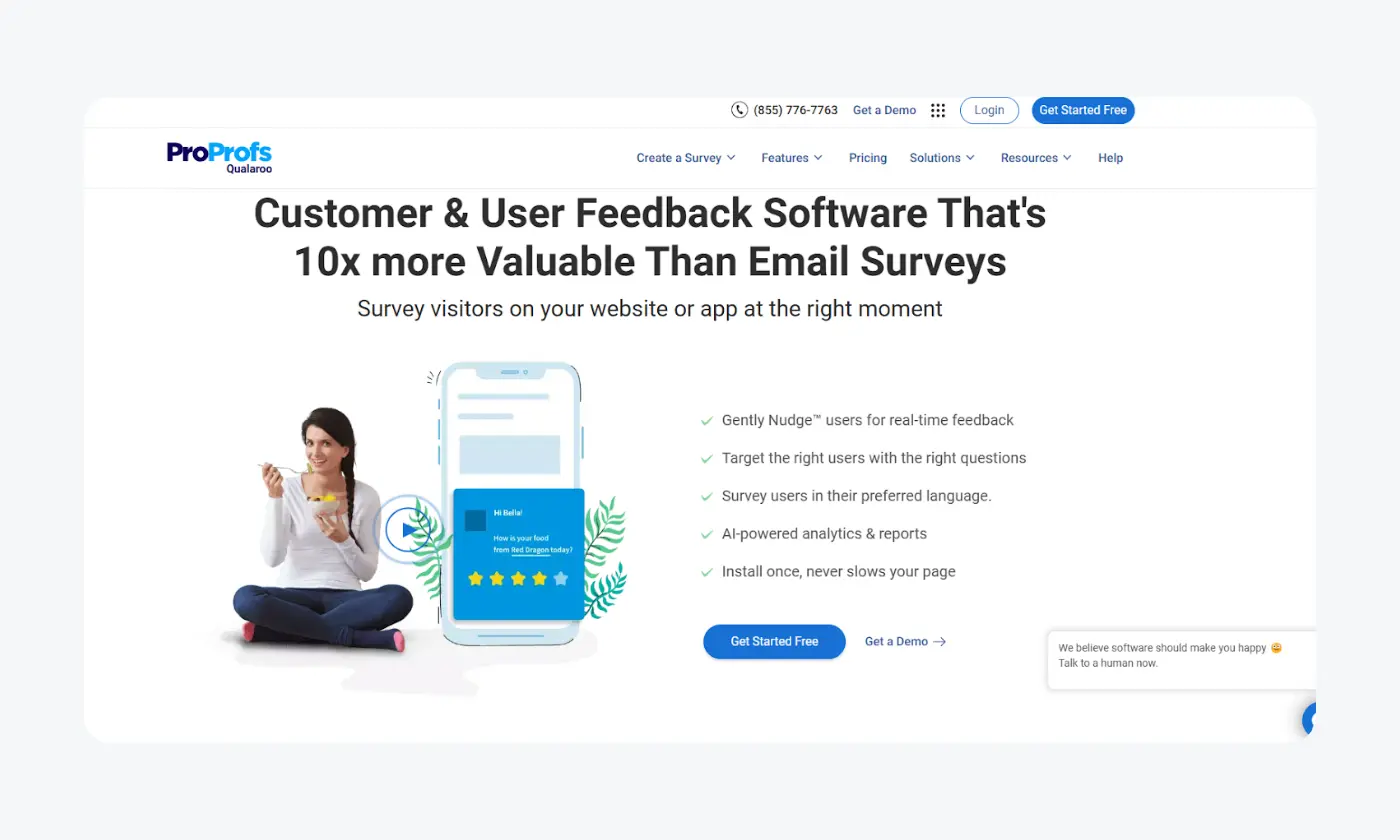 A screen of Qualaroo page