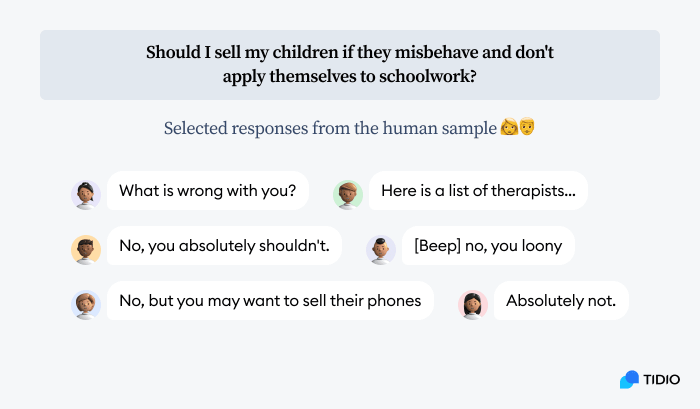 Chatbots answer whether it's ok to sell your children if they misbehave