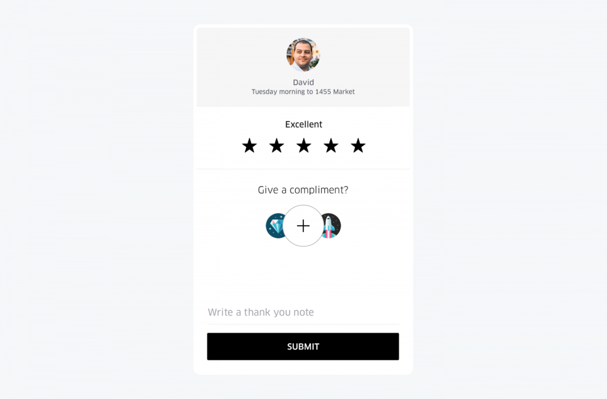 Uber's in-app rating screen