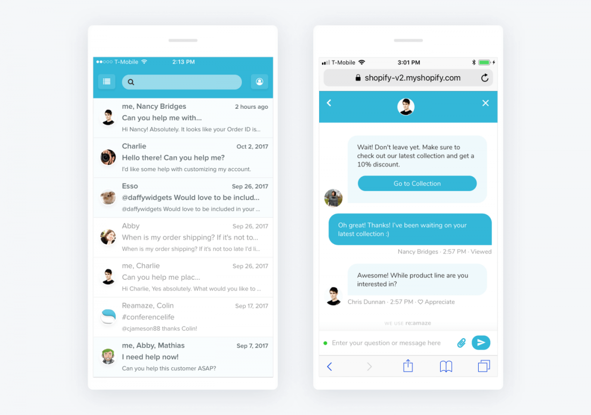 Reamaze chat preview