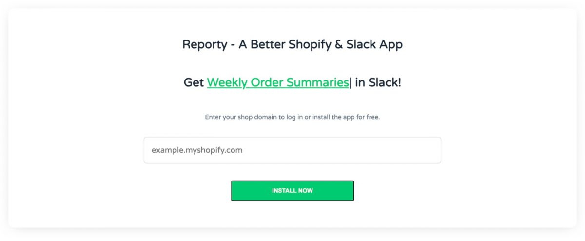 Reporty website - Shopify Bot