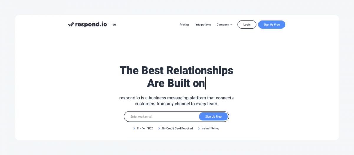Respond.io's homepage