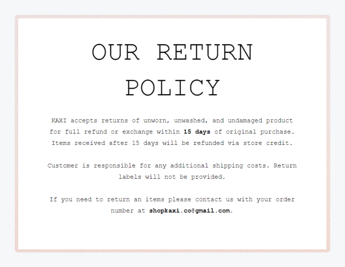 return policy sample