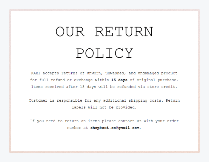 return policy sample return policy sample