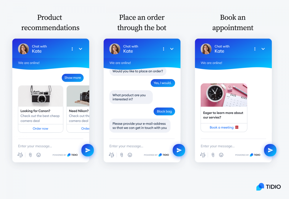 3 examples of chatbots