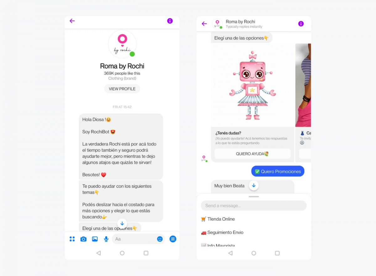 Roma by Rochi Chatbot example