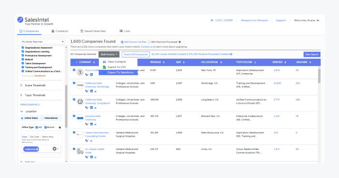salesintel panel view salesintel panel view