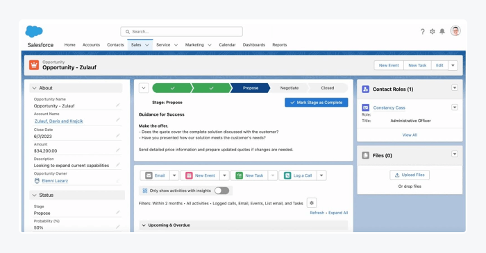 Salesforce platform interface.