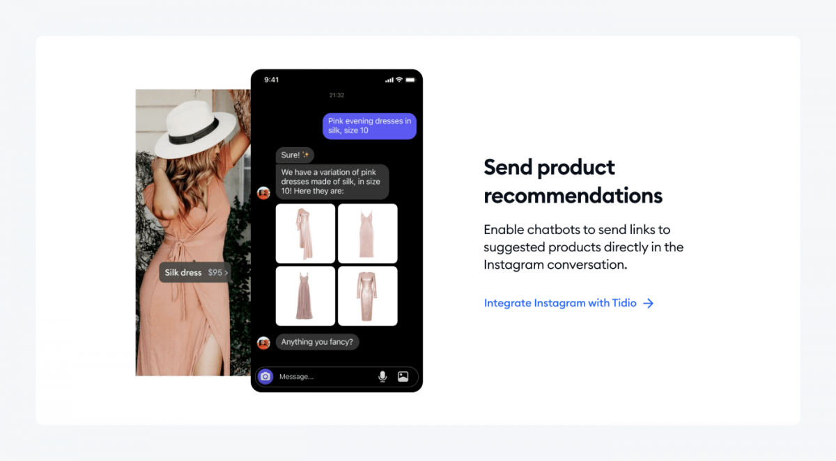 Tidio's product recommendation chatbot