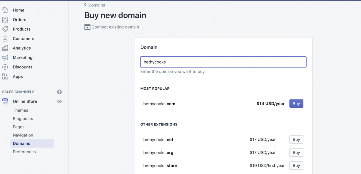 Registering a domain for dropshipping business with Shopify