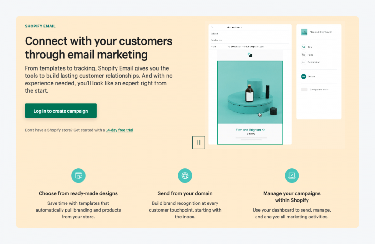 Shopify Email page