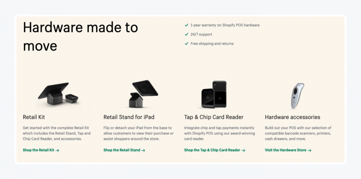 Shopify Retail Kit elements