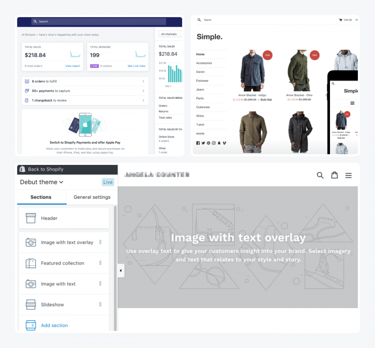 Shopify dashboard previews