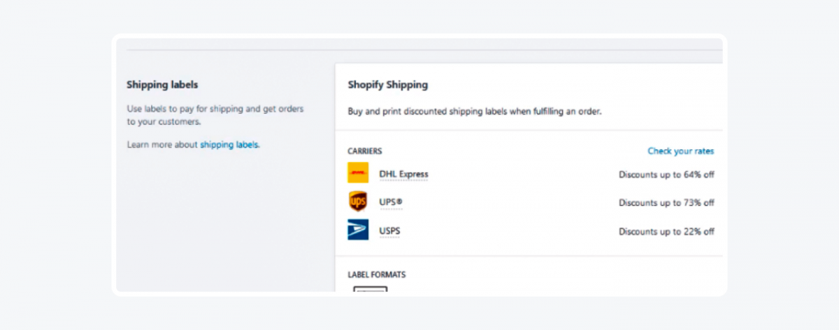 Shopify shipping labels