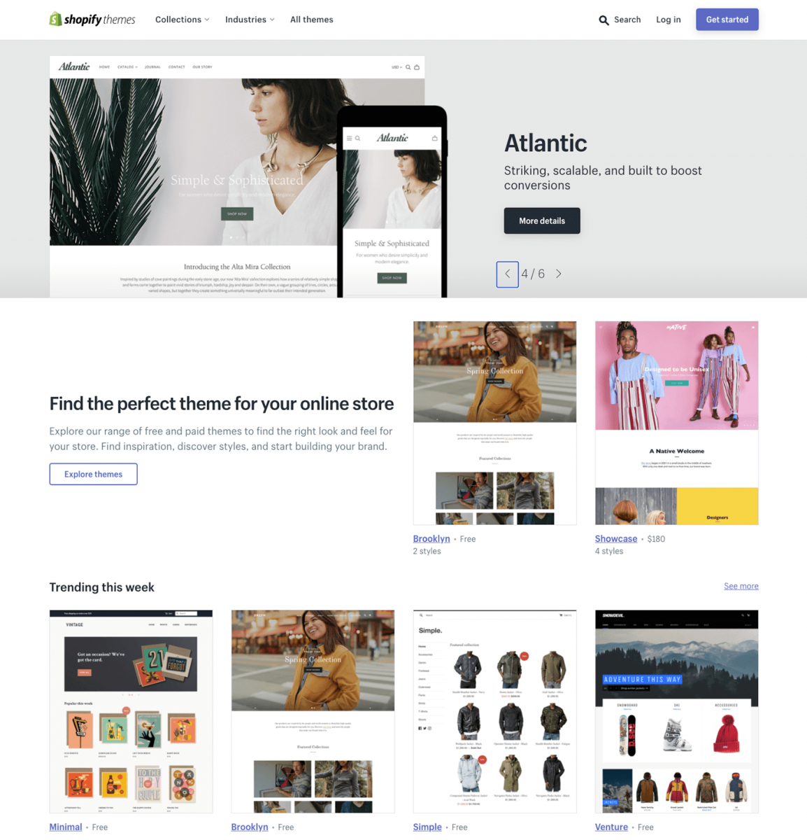 Shopify themes selection