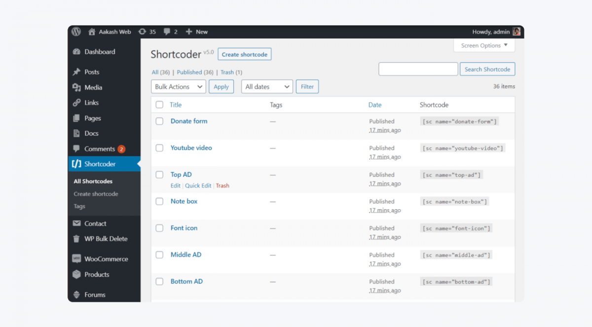 Panel previews of Shortcoder