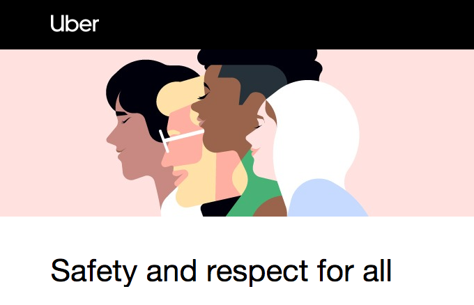 An Uber diversity ad showing profiles of people representing different cultures, races, and religion