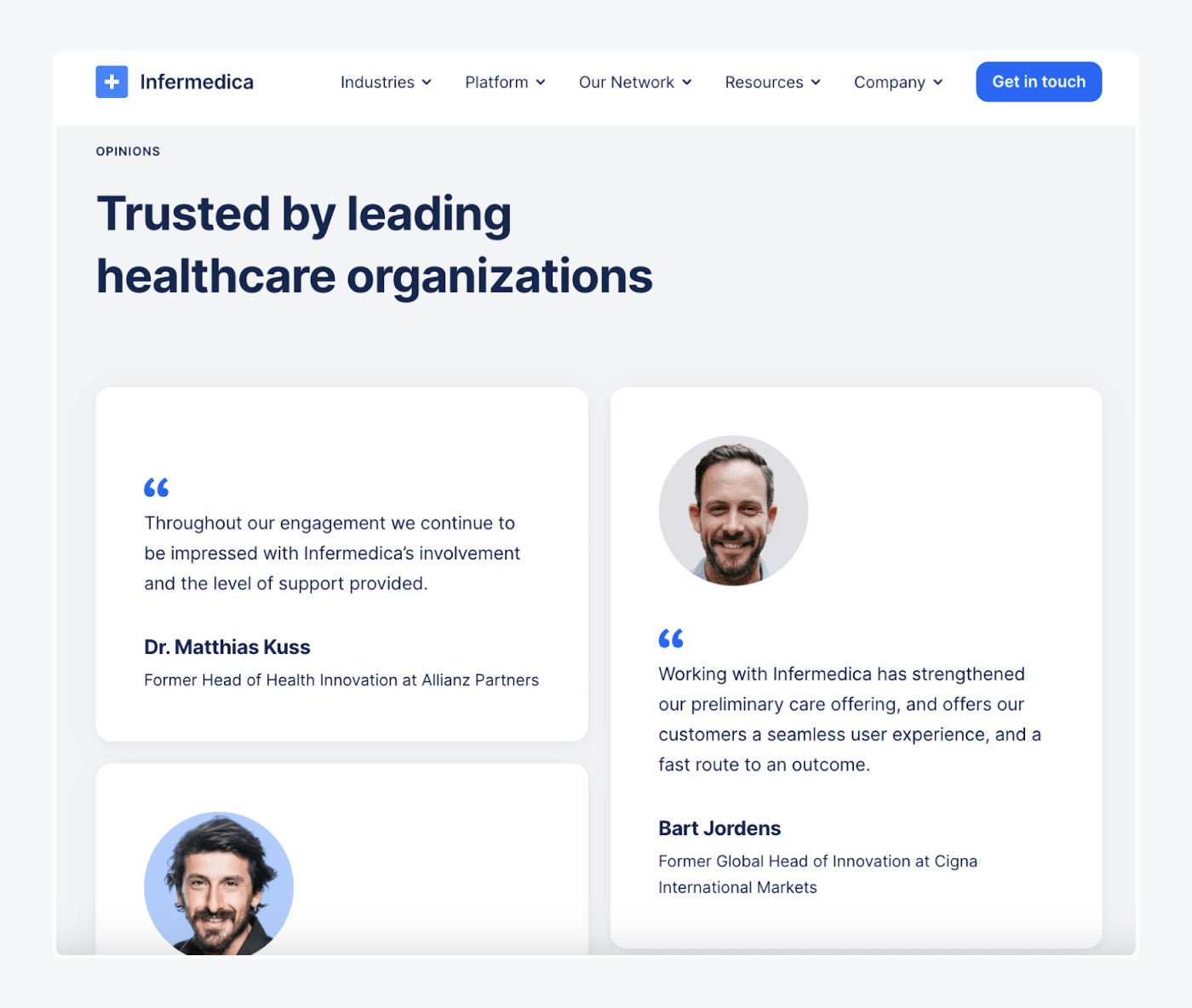 how Infermedica show their clients’ testimonials image how Infermedica show their clients’ testimonials image