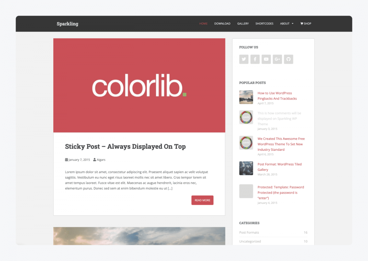 Sparkling WordPress theme screenshot