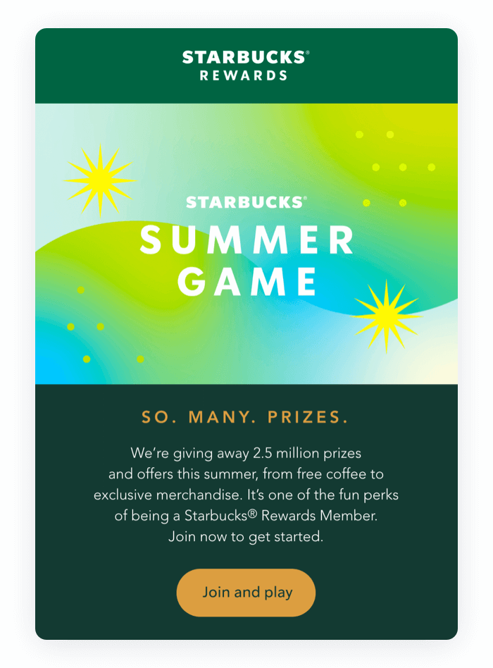 Email design example from Starbucks