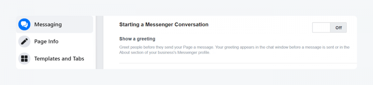How to show a greeting when someone visits your business page - showed in Messenger settings