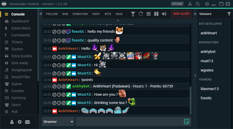 streamlabs chatbot example